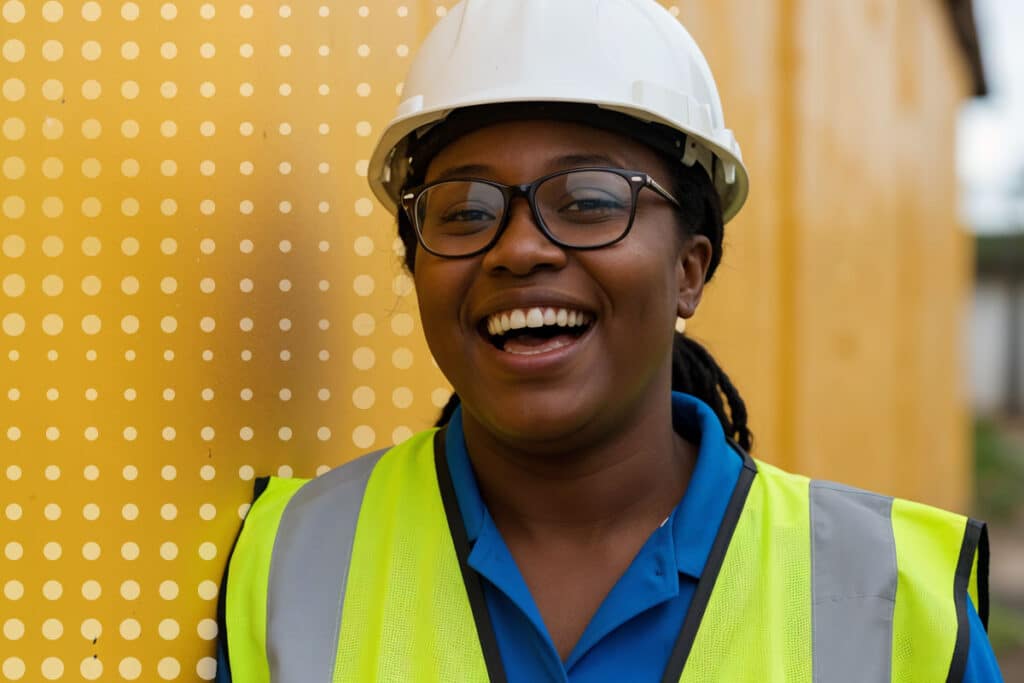 internal-health-safety-campaigns-large-workforces-blog-commskit An African-American frontline worker leaning against a wall representing internal communications for large workforces