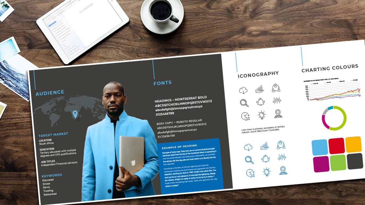 Structured products branding example from FinKit at CommsKit showing mockups of a brand
